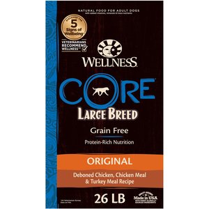 Wellness CORE Grain-Free Large Breed Chicken & Turkey Recipe Natural Dry Dog Food, 26-lb bag