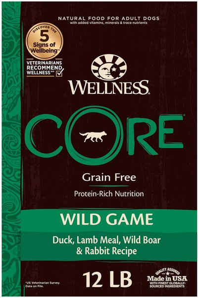 Wellness CORE Grain-Free Wild Game Duck, Lamb Meal, Wild Boar & Rabbit Dry Dog Food, 12-lb bag slide 1 of 9