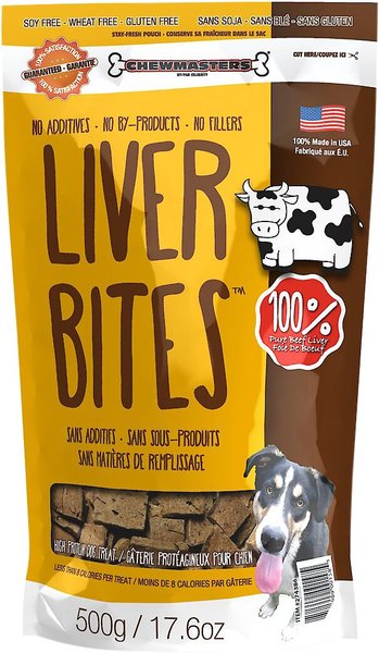 Chewmasters Beef Liver Bites Freeze-Dried Dog Treats, 17.6-oz bag slide 1 of 5