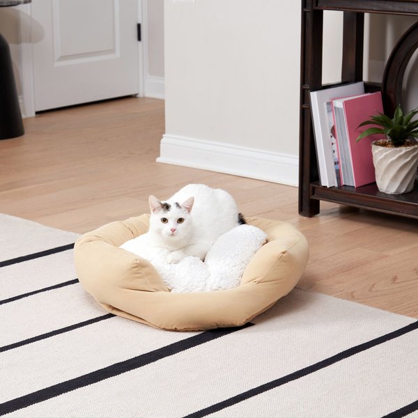 Happy Hounds Chloe Donut Cat Bed, Cream, Small slide 1 of 8