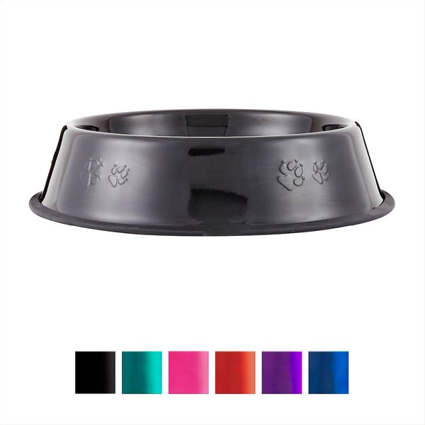 Platinum Pets Low Feeding Double Elevated Wide Rimmed Cat Bowls, Midnight Black