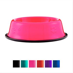 Platinum Pets Non-Skid Stainless Steel Embossed Dog & Cat Bowl, Bubblegum Pink, 1.25-cup