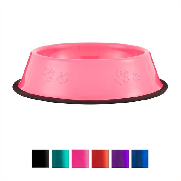 Platinum Pets Non-Skid Stainless Steel Embossed Dog & Cat Bowl, Bubblegum Pink, 6.25-cup slide 1 of 7