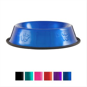 Platinum Pets Non-Skid Stainless Steel Embossed Dog & Cat Bowl, Sapphire Blue, 3.5-cup