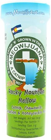 Meowijuana Rocky Mountain Mellow Chamomile, Dandelion, Honeysuckle Blend Catnip, 26-gm bottle slide 1 of 5