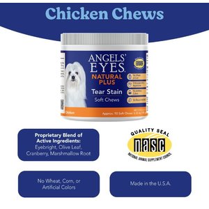 Angels' Eyes Natural Plus Chicken Flavored Soft Chews Tear Stain Supplement for Dogs & Cats, 6.35-oz bag, 90 count