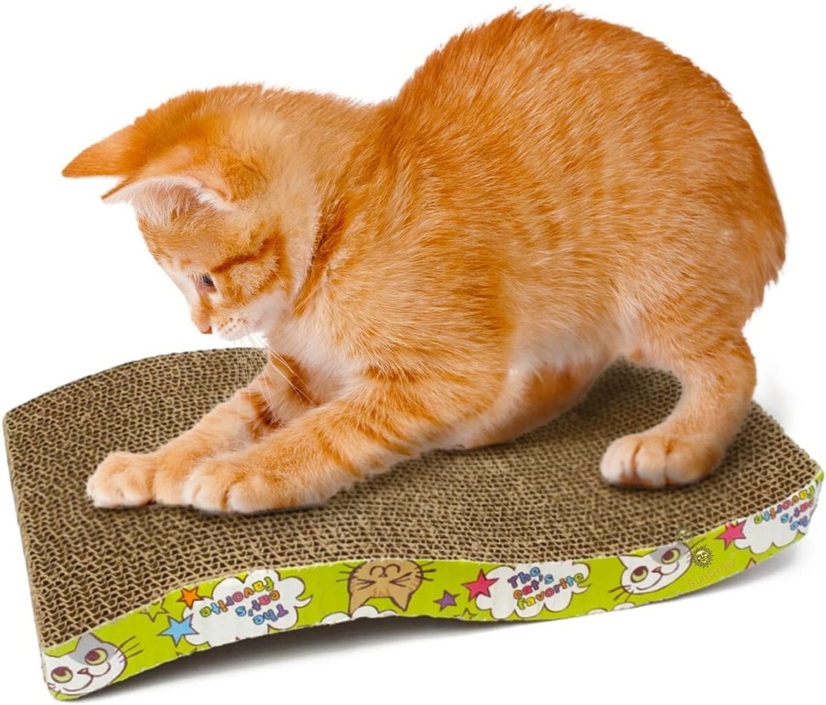 SUNGROW Cardboard Cat & Rabbit Scratcher Bed, Scratch Pad for Indoor