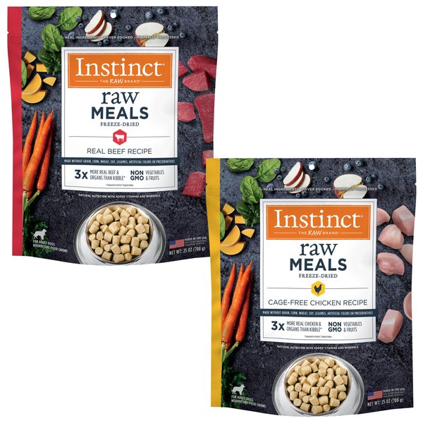Instinct Freeze-Dried Raw Meals Real Beef Recipe Food + Freeze-Dried Raw Meals Cage-Free Chicken Recipe Dog Food slide 1 of 9