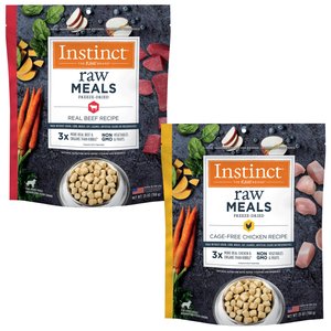 Instinct Freeze-Dried Raw Meals Real Beef Recipe Food + Freeze-Dried Raw Meals Cage-Free Chicken Recipe Dog Food