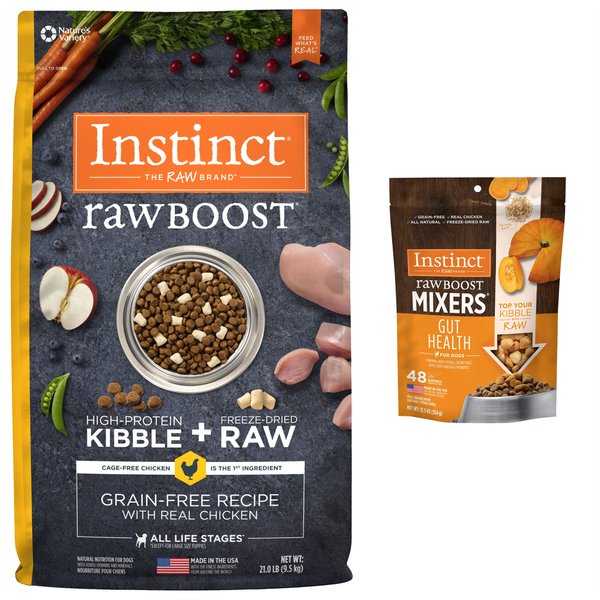 Instinct Raw Boost Recipe with Real Chicken & Freeze-Dried Raw Pieces Dry Food + Freeze Dried Raw Boost Mixers Gut Health Recipe Dog Food Topper slide 1 of 9