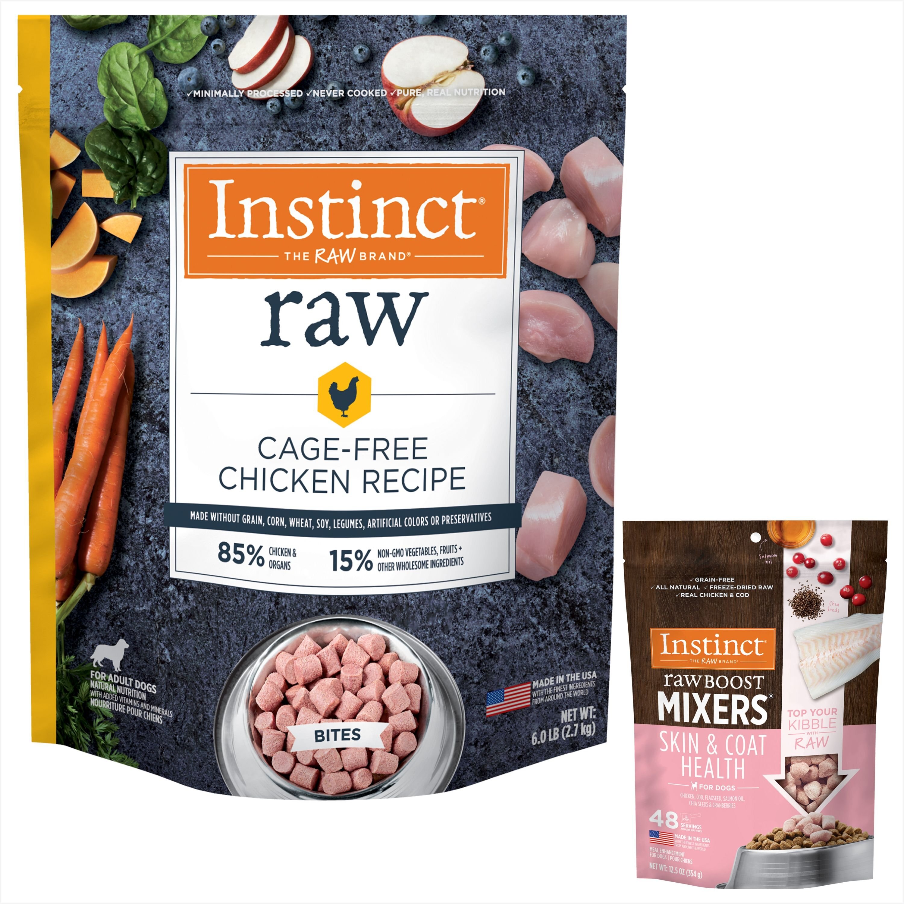 INSTINCT Raw Frozen Adult Bites GrainFree CageFree Chicken Recipe Dog