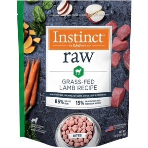 Instinct Bites Lamb Recipe Grain-Free Grass-Fed Raw Frozen Dog Food, 5.4-lb bag, bundle of 3
