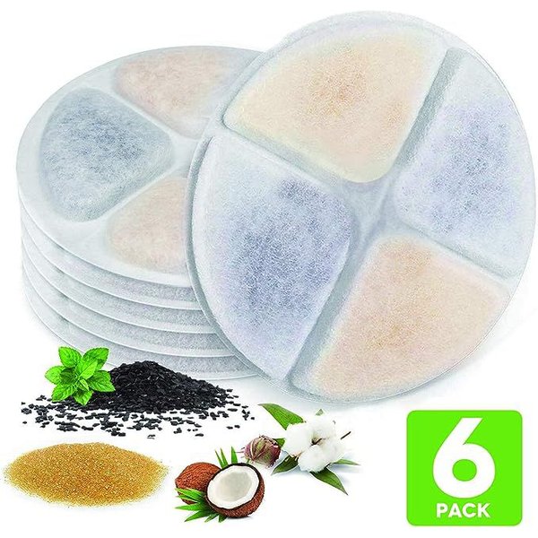 PET FIT FOR LIFE Pet Water Fountain Replacement Filters, 6pack