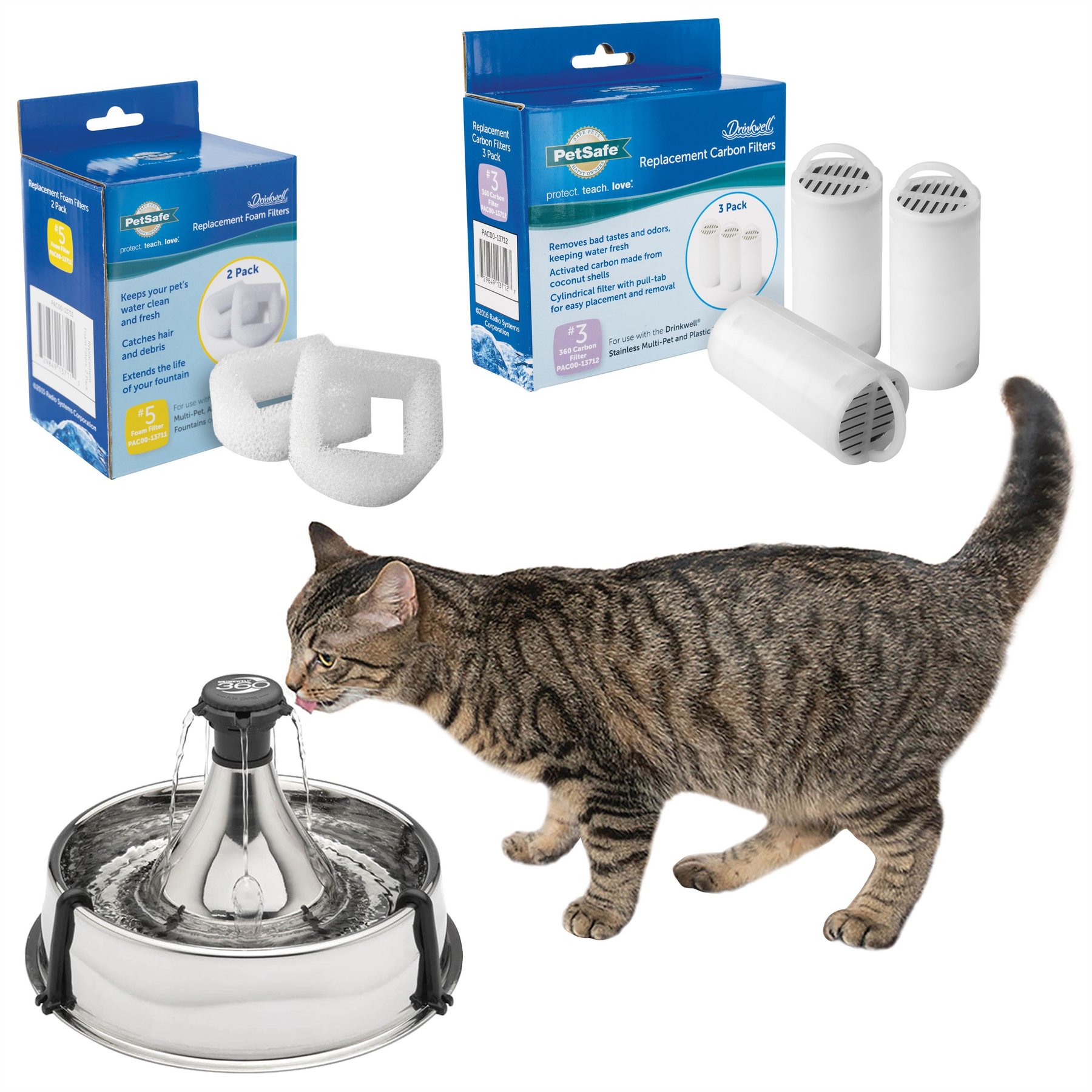 Water Fountain Starter Kit Drinkwell Cat & Dog Water Fountain, Foam