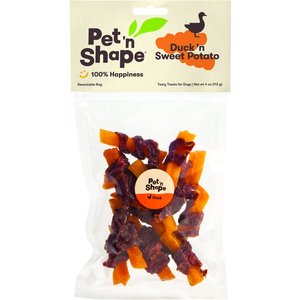 Pet 'n Shape Grain-Free Duck 'n Sweet Potato Dog Treats, 4-oz bag