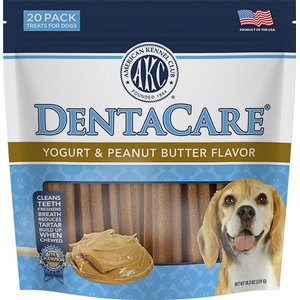 American Kennel Club AKC Dentacare Yogurt & Peanut Butter Flavor Dental Dog Treats, Large, 20 count