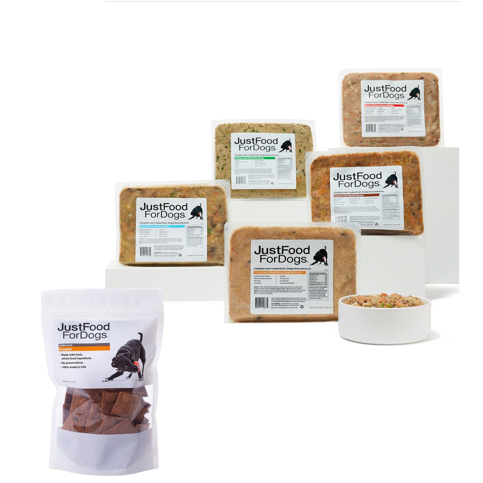 JUSTFOODFORDOGS Sampler Variety Box Frozen HumanGrade Fresh Dog Food