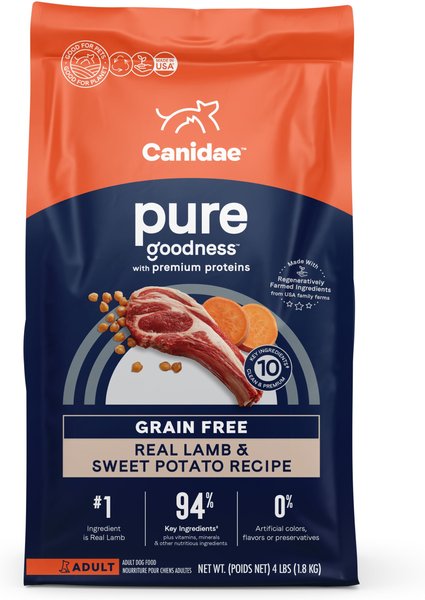 CANIDAE Grain-Free PURE Limited Ingredient Lamb & Pea Recipe Dry Dog Food, 4-lb bag slide 1 of 9