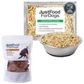 JustFoodForDogs Chicken & White Rice Recipe Frozen Fresh Food + Pumpkin Dehydrated Dog Treats
