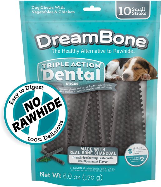 DreamBone Triple Action Dental Sticks Charcoal for Small & Medium Sized Dogs, 6-oz bag, 10 count slide 1 of 9