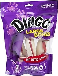Dingo Large White Bone Dog Rawhide Treat, 9.5-oz bag, 3 count