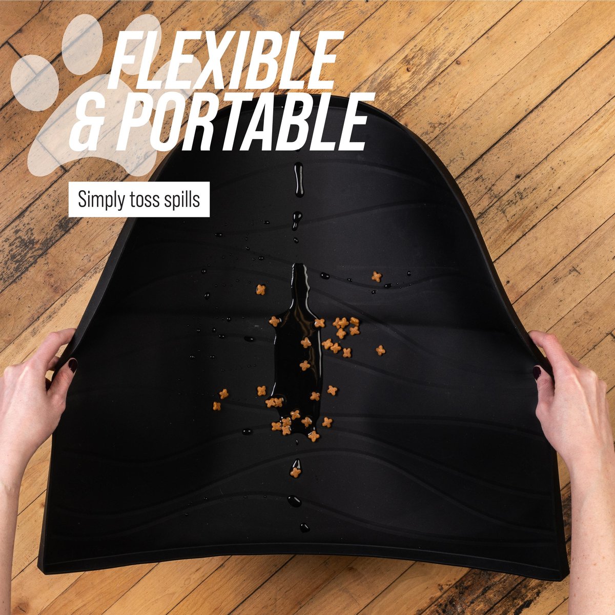 LEASHBOSS Silicone Water Fountain Mat, Gray, Large