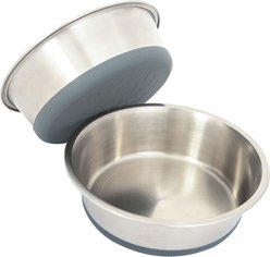 Leashboss Stainless Steel Silicone Base Dog Bowl, Medium/Large, Gray, 2 count