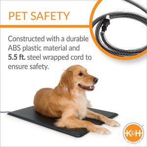 K&H Pet Products Original Lectro-Kennel Outdoor Heated Dog Pad with Cover, Black, Medium