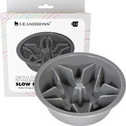 Leashboss Raised Pet Feeders Slow Feed Dog Bowl, 1.5-cup, Gray