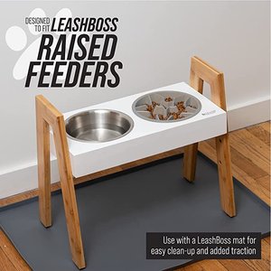 Leash Boss Raised Pet Feeders Slow Feed Dog Bowl, 2-cup, Gray