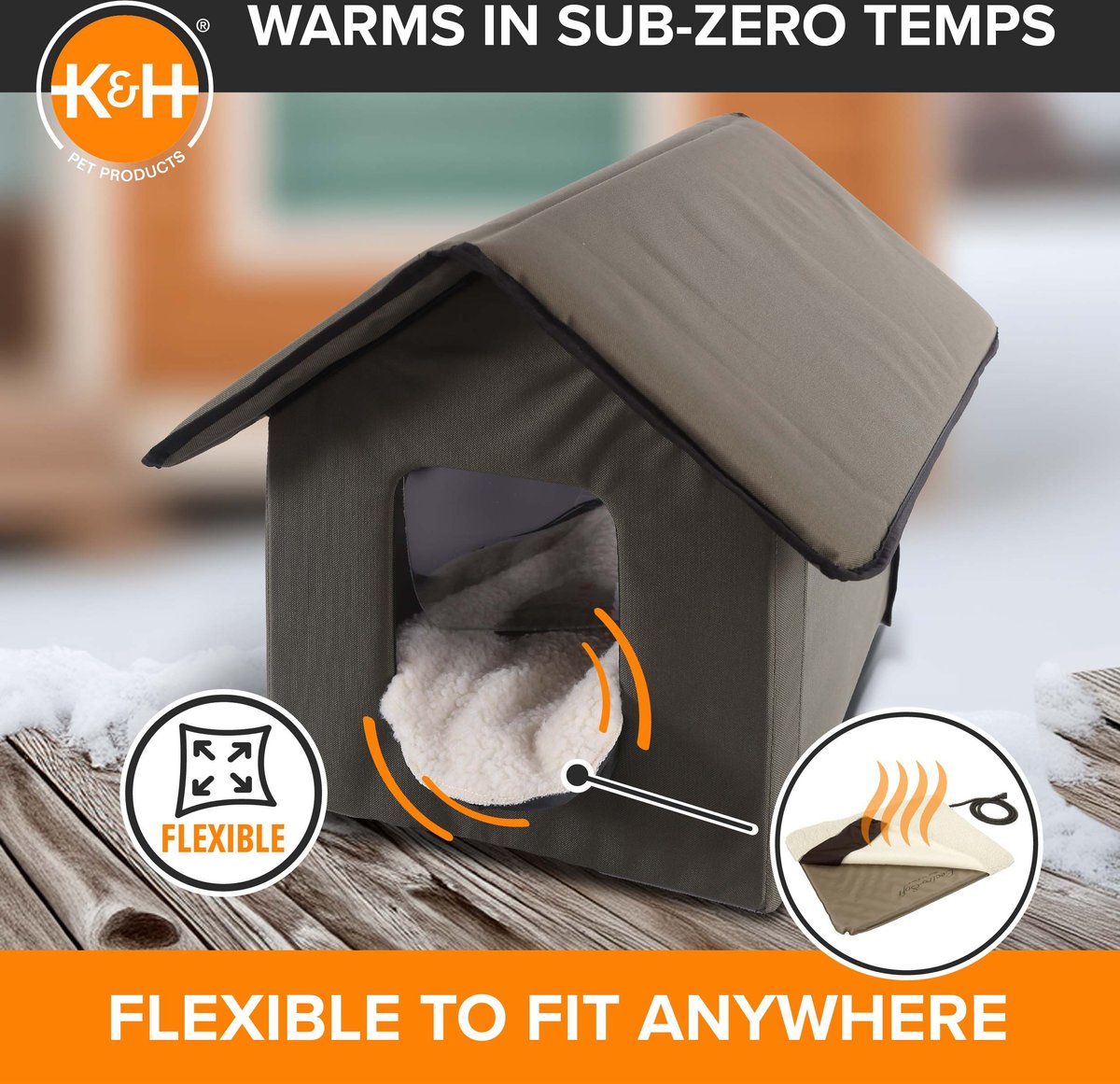 K&H PET PRODUCTS LectroSoft Outdoor Heated Pad, Brown, Small