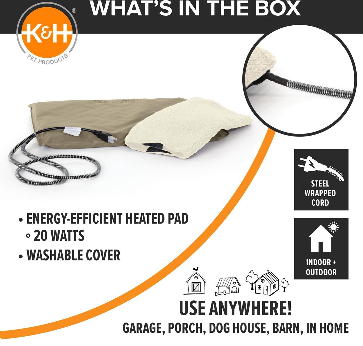 K&H PET PRODUCTS LectroSoft Outdoor Heated Pad, Brown, Small