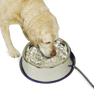 K&H Pet Products Thermal-Bowl Outdoor Heated Cat & Dog Water Bowl, Stainless Steel, 102-oz