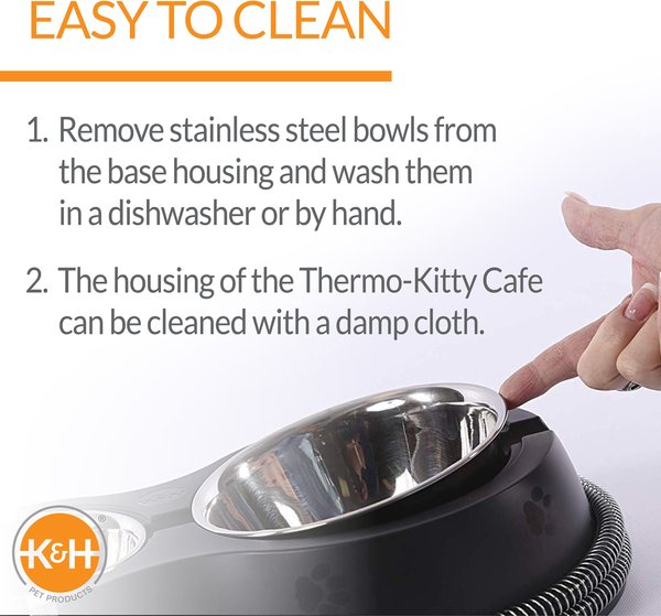 K&H Pet Products Thermo-Kitty Cafe Stainless Steel Cat Bowls