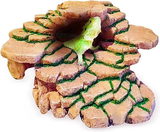 Vila Bearded Dragon & Leopard Gecko Humid Hide Resin Cave & Basking Rocks, Reptile Habitat Decor
