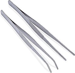 Vila Snake & Bearded Dragon Stainless Steel Reptile Feeding Tongs, Aquarium Long Tweezers, 2 count