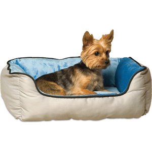 K&H Pet Products Self-Warming Two Tone Lounge Sleeper Bolster Cat & Dog Bed, Gray/Blue