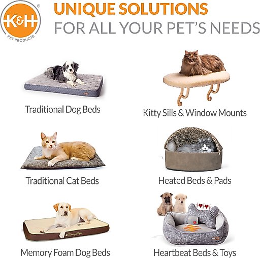 K&H Pet Products Self-Warming Two Tone Lounge Sleeper Bolster Cat & Dog Bed, Gray/Blue