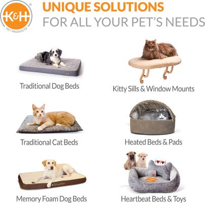 Show full view: K&H Pet Products Self-Warming Two Tone Lounge Sleeper Bolster Cat & Dog Bed, Gray/Blue slide 6 of 12