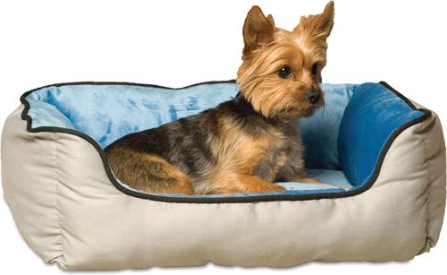 Show full view: K&H Pet Products Self-Warming Two Tone Lounge Sleeper Bolster Cat & Dog Bed, Gray/Blue slide 7 of 12