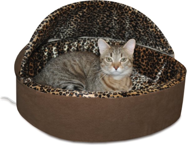 K&H Pet Products Thermo-Kitty Deluxe Hooded Cat Bed, Mocha, Small slide 1 of 11