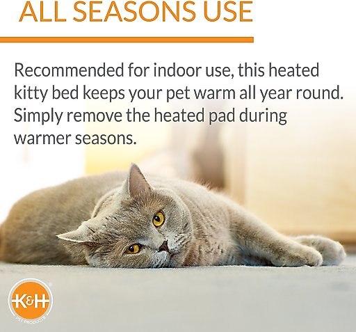 K&H Pet Products Thermo-Kitty Fashion Splash Indoor Heated Cat Bed, Blue