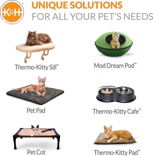K&H Pet Products Thermo-Kitty Fashion Splash Indoor Heated Cat Bed, Blue
