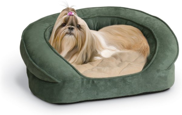 K&H Pet Products Deluxe Orthopedic Bolster Cat & Dog Bed, Green, Medium slide 1 of 9