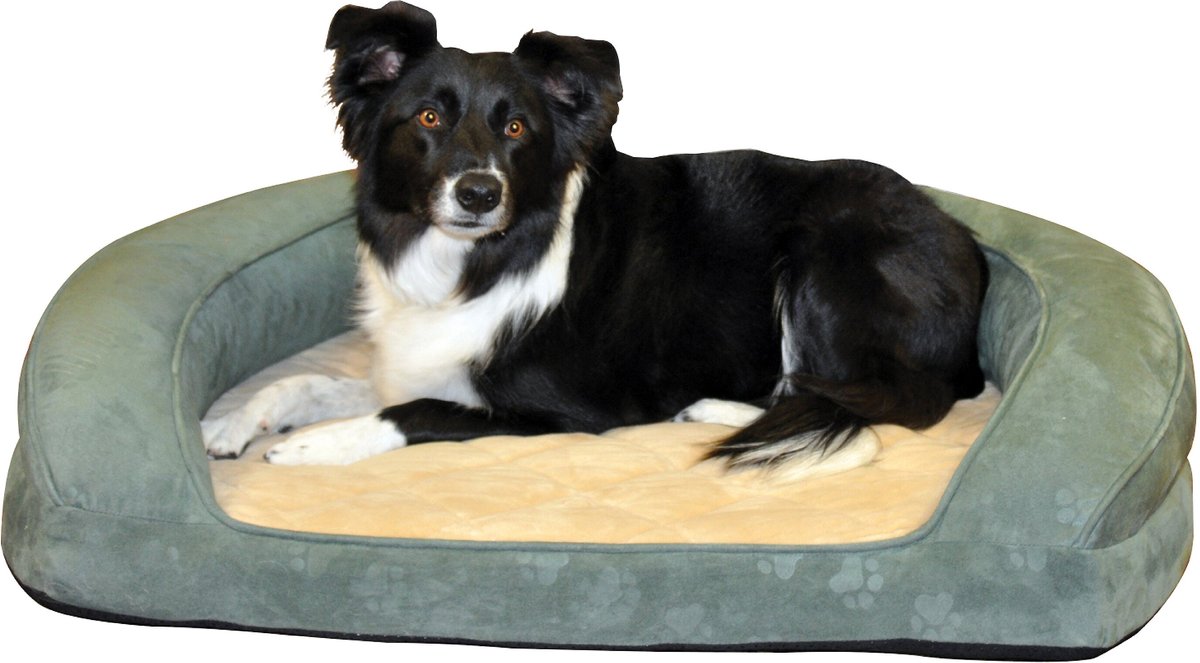 K&H PET PRODUCTS Deluxe Orthopedic Bolster Cat & Dog Bed, Green, Large ...