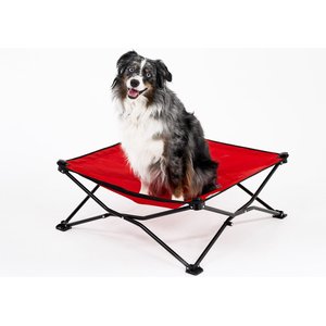 Coolaroo On The Go Elevated Cat & Dog Bed with Removable Cover, Red, Medium