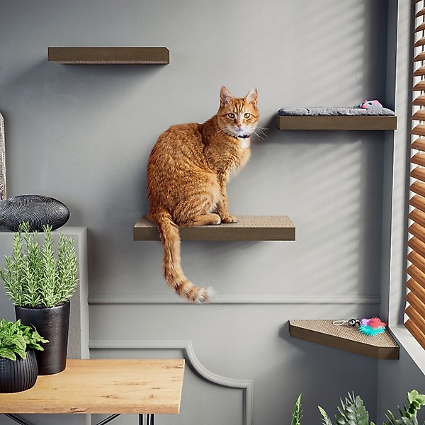 Way Basics Floating Shelf Combo Cat Scratcher, Medium, 4 count, Royal Walnut slide 1 of 3