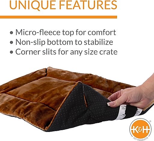 K&H Pet Products Self-Warming Dog Crate Pad, Mocha, 14 x 22 in