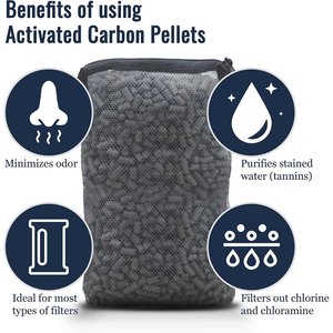 SunGrow Activated Carbon Charcoal Pellets Aquarium Filtration, Cat Litter Box & Water Fountain Deodorizer Filter Media, 10-oz