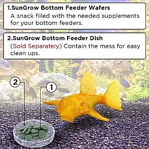 SunGrow Algae Wafers Bottom Feeder, Snail & Pleco Sinking Fish Food, 2.8-oz